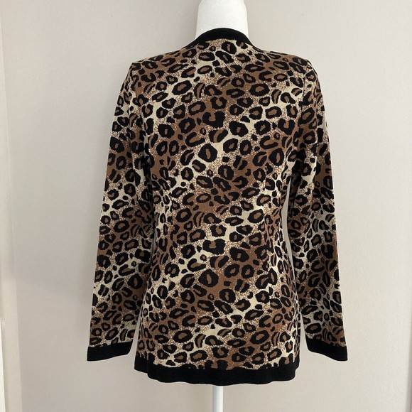 Exclusively Misook Animal Print Full Zip Knit Jacket Size XS Leopard Print - Picture 8 of 12